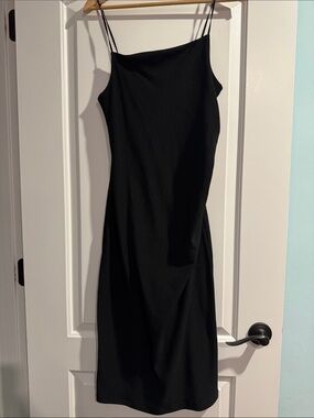 Zara Black Slip Midi Dress with Spaghetti Straps Size Large